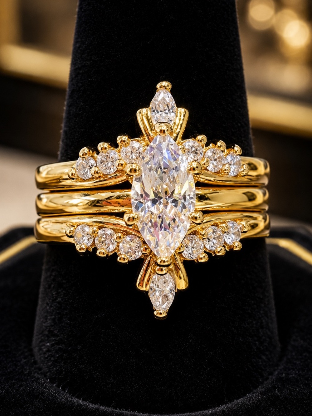 Gold Tone Stacking Rings (3) Engagement Wedding | Size 6 | EUC